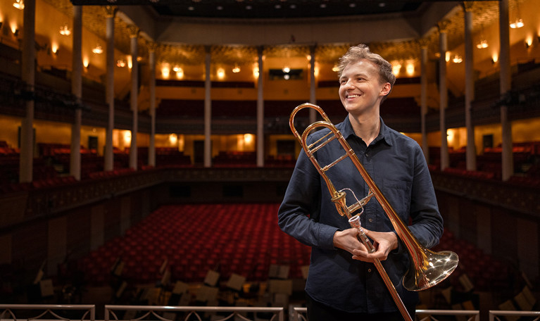 Musicians with their instruments. Photo.