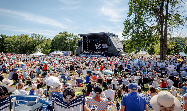 Bild från utomhuskonsert. Fotografi.